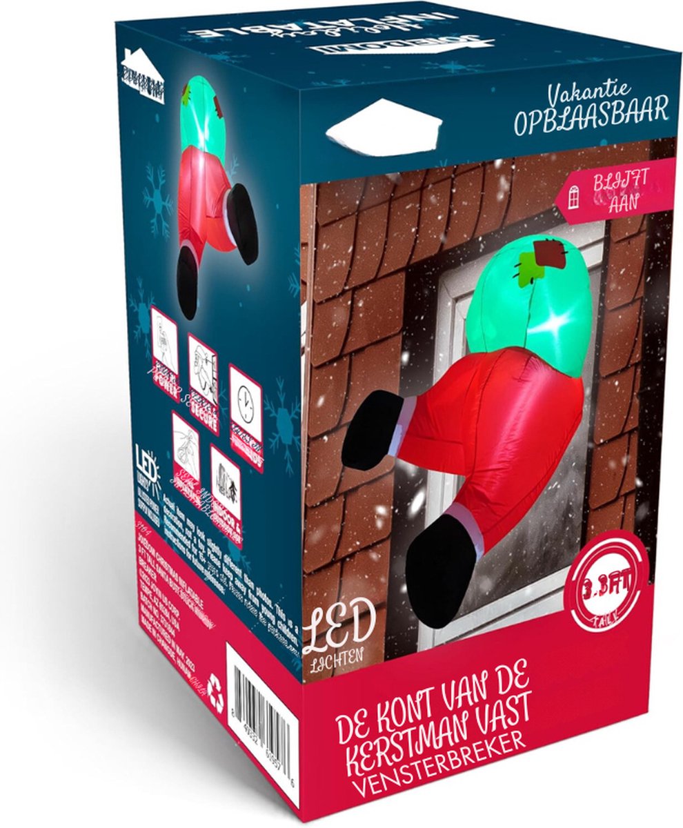 3 FT Kerst Opblaasbare Santa Butt Stuck Brak Uit Raam Opblaasbaar met Ingebouwde LED Voor Raamdecoratie Kerstfeest Buiten Tuin Tuin Gazon Decoratie