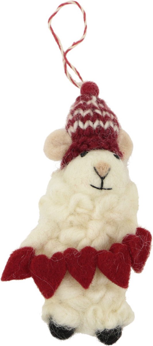 Ornament vilt kerst schaap hartslinger