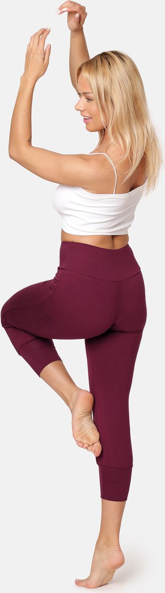 Bellivalini Dames Yogabroek - Sport - Vrijetijdsbroek - Lang - Viscose - Sportbroek - BLV-BLV50-283-YP - Wijn - XS van Bellivalini — afbeelding 3