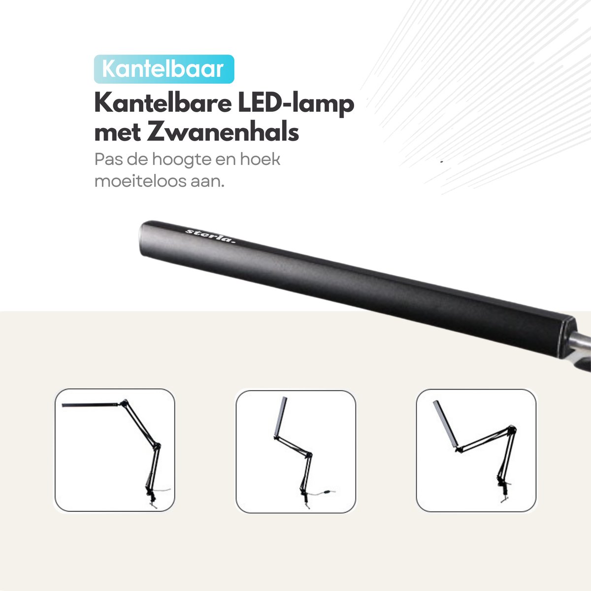 Verstelbare LED Bureaulamp - 3 Lichtstanden - Flexibele Bureau Lamp Dimbaar - Verstelbaar - Met Klembevestiging - Zwart thumbnail 3