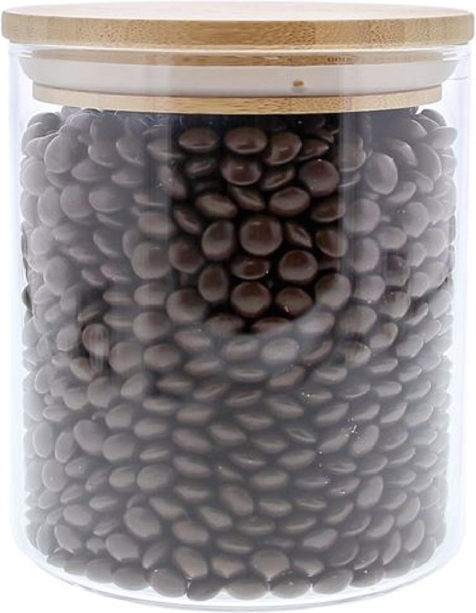 Voorraadpot - Glas - Bamboe deksel - 900 ml - 11cm x 11cm x 13cm