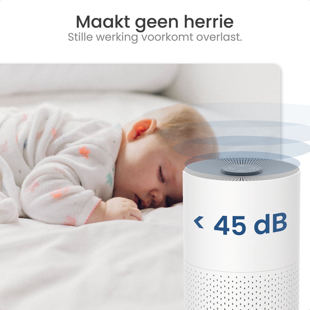 Gologi Luchtreiniger - Air Purifier Tegen Huisstofmijt, Hooikoorts, Allergieën en Stof - Vervangbaar HEPA 13 filter en Koolstoffilter - 210m³/h - Met App - Wit — afbeelding 5
