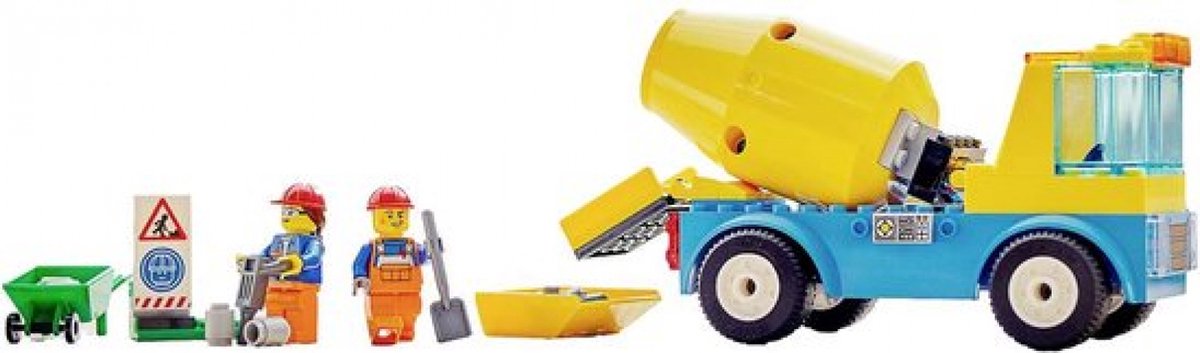 LEGO® City Cementwagen 60325 bouwset; met een ronddraaiende mengtrommel, plus een bord voor wegwerkzaamheden, drilboor, kruiwagen en minifiguren van wegwerkers; bouwvoertuig voor kinderen vanaf 4 jaar (85 onderdelen) — afbeelding 22
