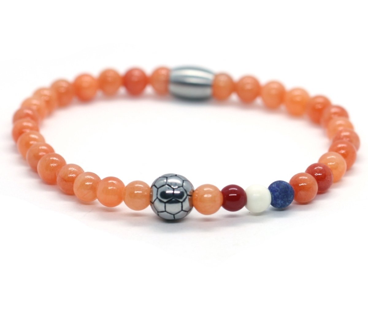 IbizaMen KIDS - Jongens - armband - voetbal - RVS - Oranje - Nederland - WK 2026 - 6mm - 15cm