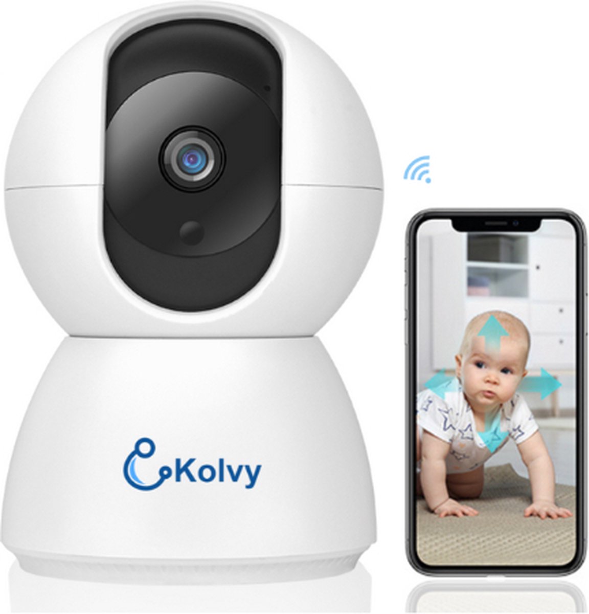 Afbeelding 2 van Kolvy® Babyfoon met Camera en App - Intelligente Baby Monitor - Slimme Beveiligingscamera - WiFi - 3MP Super HD 1536p - Sterke Encryptie - Nachtzicht - Professioneel