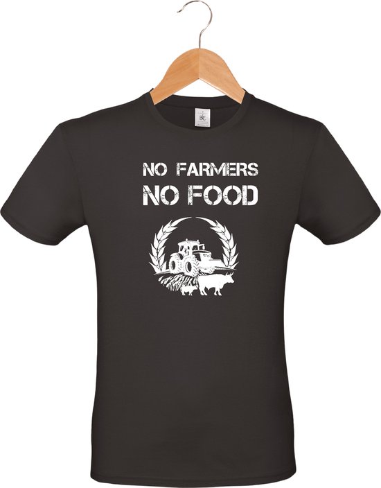 mygift - T-shirt unisexe - noir - anniversaire - fête - cadeau - No Farmers no Food - taille L