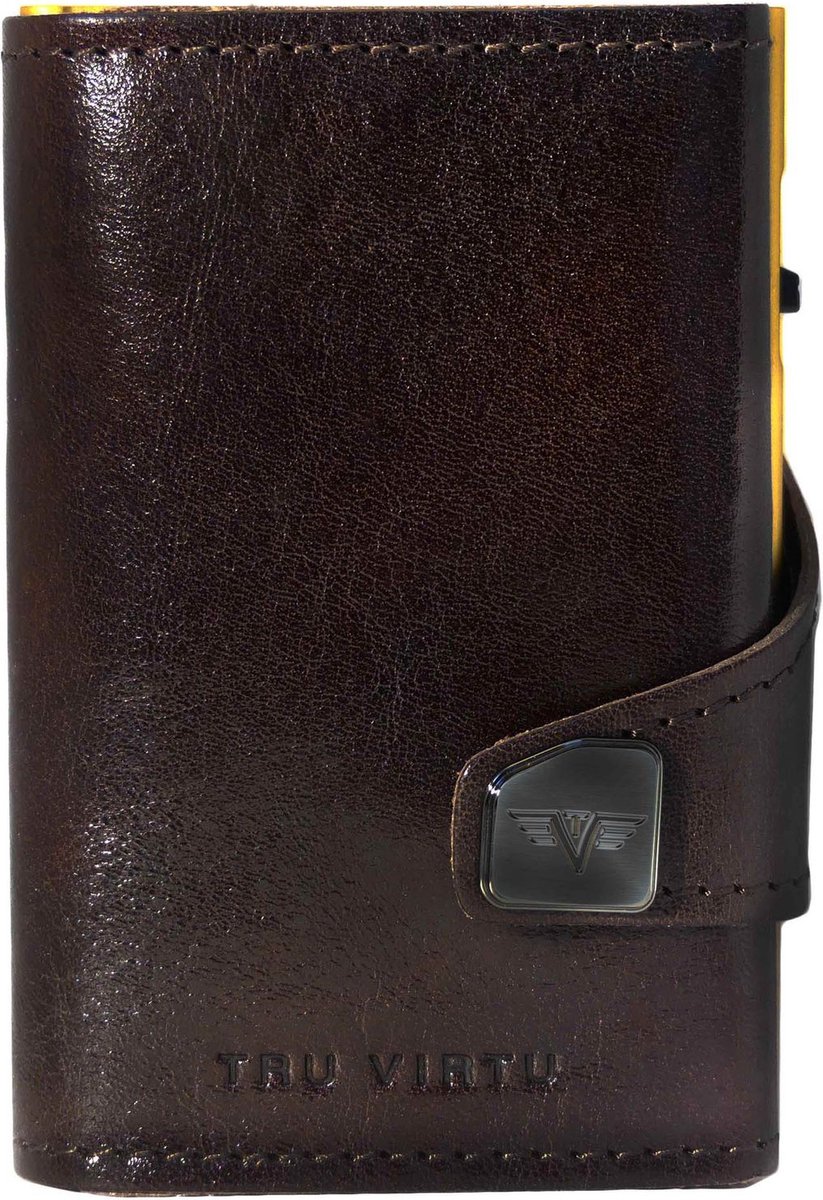 TRU VIRTU Leren Kaarthoes Click & Slide Wallet Florence Café / Gold Bruine Veelkleurig