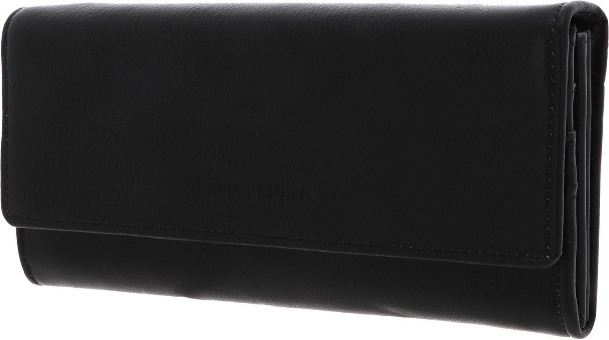 FREDsBRUDER Leren Portemonnee Jola Wallet Flappy Black Zwart