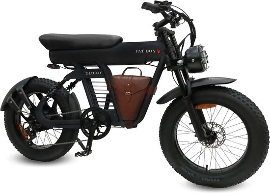 Diablo Fat Boy Fatbike 2025 Mat Zwart E-bike 50Nm motor 7 versnellingen Hydraulische schijfremmen 90 km actieradius