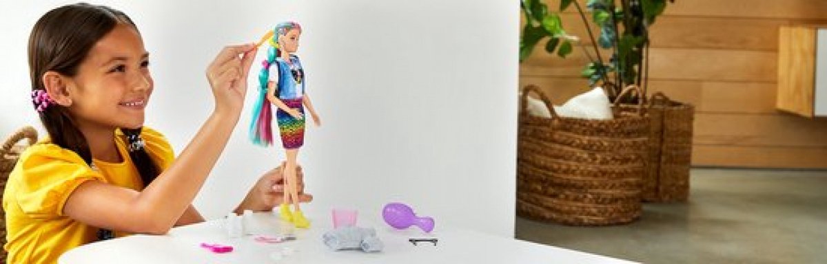 Barbie Leopard Regenbooghaar pop (blond) — afbeelding 14