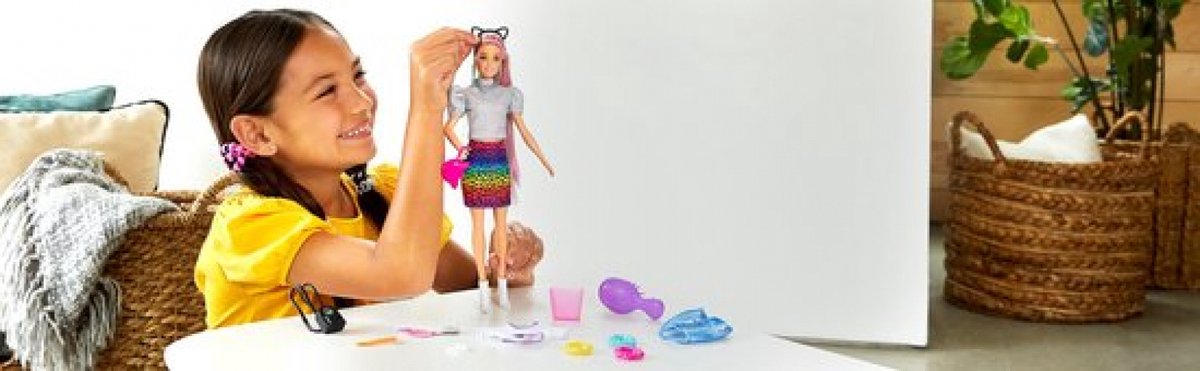 Barbie Leopard Regenbooghaar pop (blond) — afbeelding 6