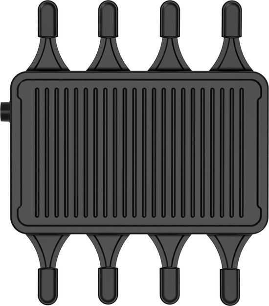 Inventum GR803B - Gourmetset - Raclette - 8 persoons - Grillplaat - 8 pannetjes - PFAS vrij - Regelbare thermostaat - 1200 watt - Zwart — afbeelding 3