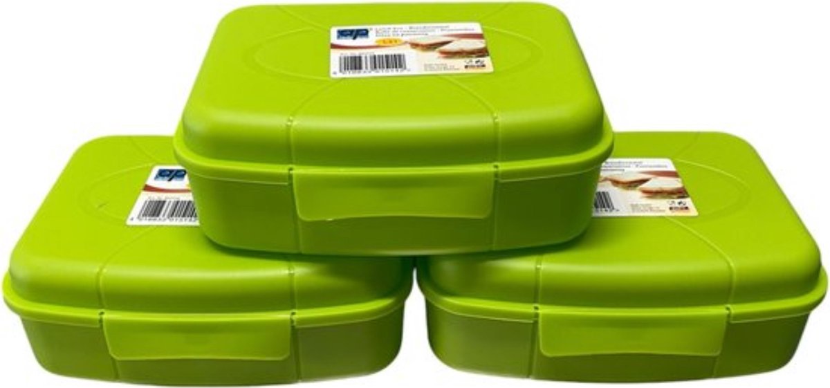 Alpfa – Broodtrommel – Lunchbox – Brooddoos – Set van 3 Stuks – 3 Liter – Groen