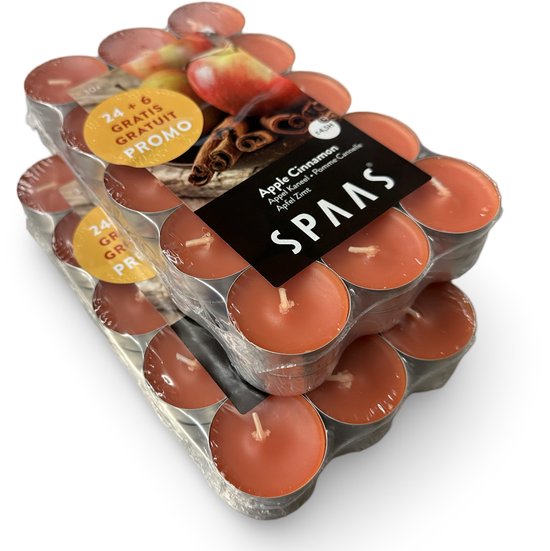 Spaas Geurtheelichtjes/waxinelichtjes - 30 stuks - Apple Cinnamon - Appel & Kaneel -...