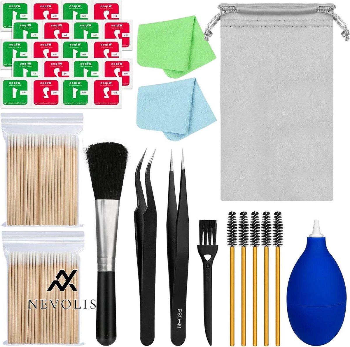 Nevolis 223-Piece Cleaning Set Earbuds Airpods Keyboard Black .