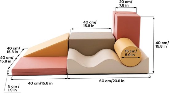 Iglu Softplay foam blokken set - 7 speelblokken - pastel pink van Merkloos — afbeelding 2