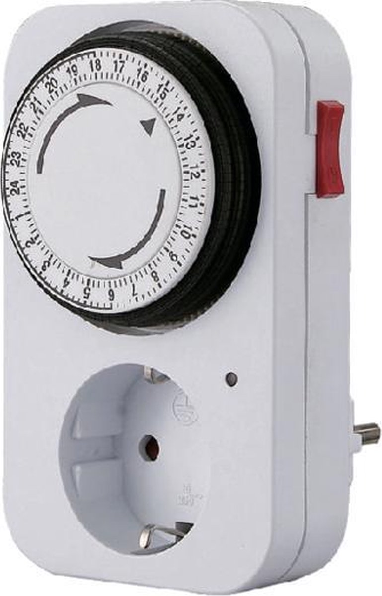 Perel 24-uurs timer, mechanisch, 230 V, 16 A, 3680 W, Duitse aarding type F, wit