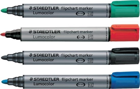 STAEDTLER Lumocolor flipchart marker 356 met ronde punt - set 4 kleuren - STAEDTLER