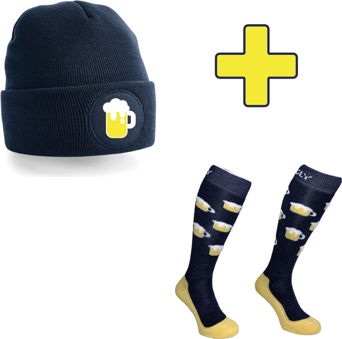 Hingly Combipakket muts & wintersport sokken Bier Blauw