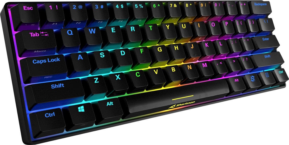 Sharkoon SKILLER SGK50 S4 gaming toetsenbord RGB leds, Hot-swappable, 60%
