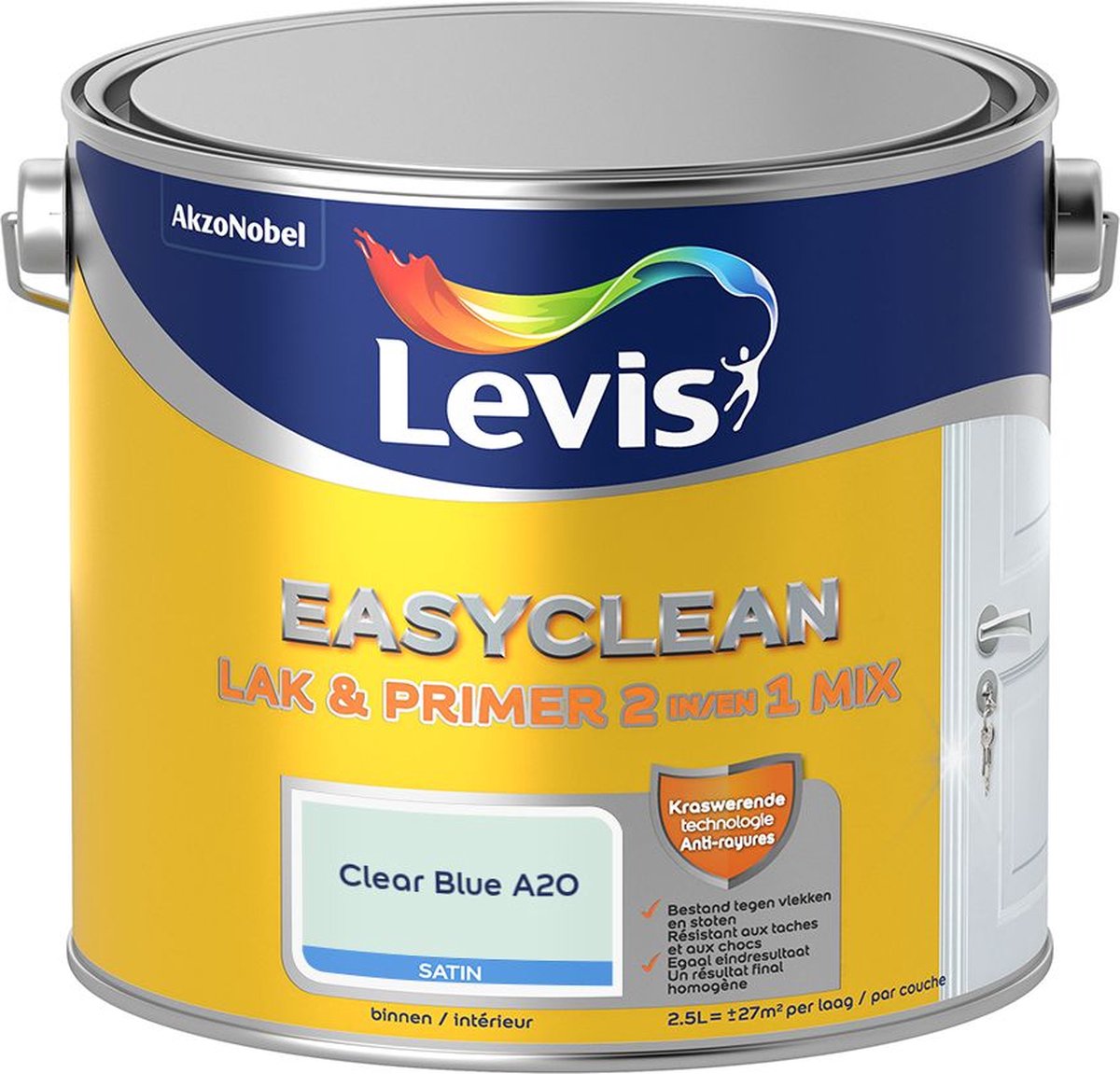 Levis - Easyclean Lak & Primer 2-In-1 Mix - Clear Blue A20 - Mengverf - 2,5 L