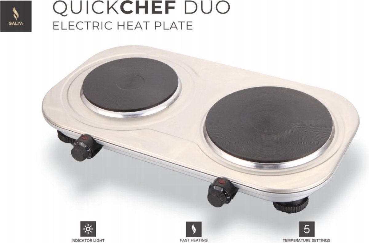 Quickchef DUO Elektrische Kookplaat 1500W