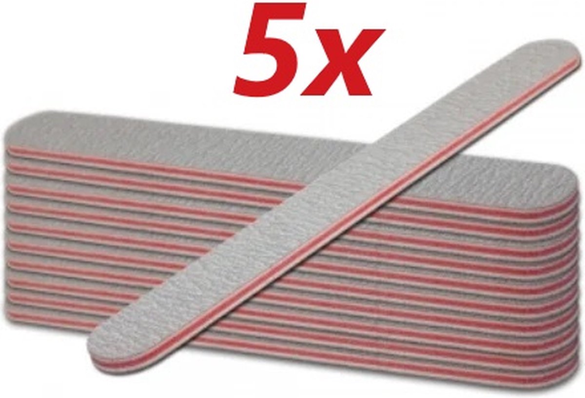 Goedkoopste 5 Stuks Nagelvijlen 100/180 Grit - Zebra Recht - Professionele Kwaliteit - Perfect voor Nagelverzorging van Gellak, Shellac, Kunstnagels, Acryl- & Gelnagels