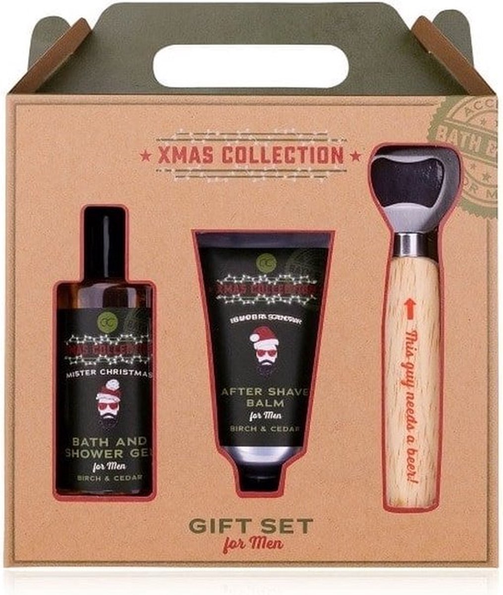Goedkoopste Verjaardag cadeau mannen - Stoere badset met flesopener in kratgeschenkverpakking van kraftpapier - Men's Collection - Giftset man, vader, vriend, papa, broer - Grappig -RITUALS GESCHENKSET valentijn cadeautje, kerst ,voor hem