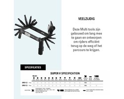 Lezyne Multi Tool Super V-23 - 14-delige Multitool - HEX, TORX, PHILLIPS H, Kettingbreker, Naald-/plughouder & Rotor afsteller - Zwart