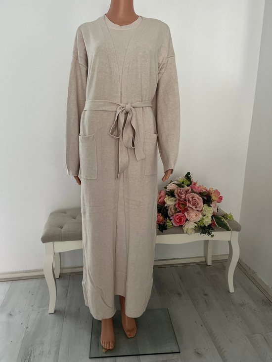 Tweedelige set- dames vest- outfit set dames-dames set- beige