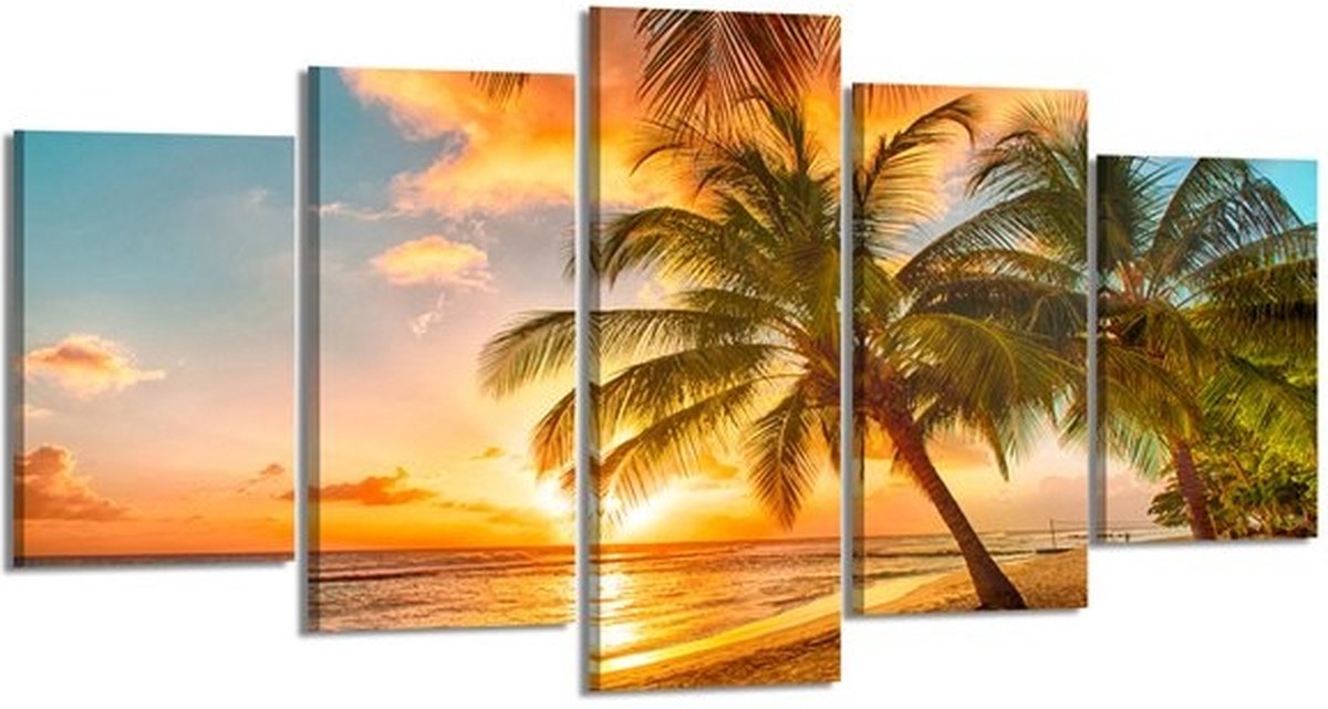 Strand - Canvas Schilderij Vijfluik 200 x 100 cm