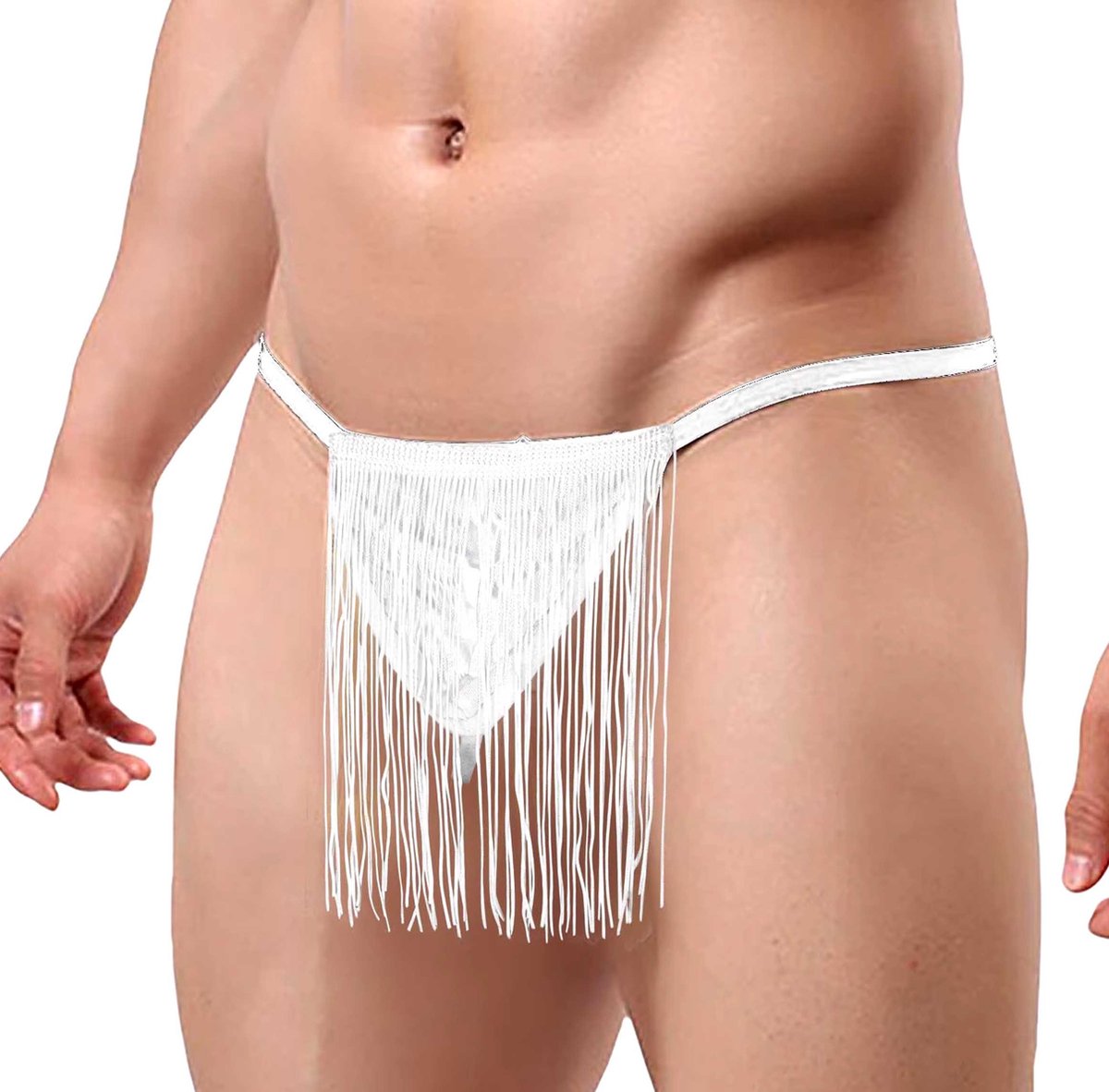 Sexy heren string met kwastjes - Verleidelijke slip - Polyester - One size - Seks - Erotiek - Rollenspel