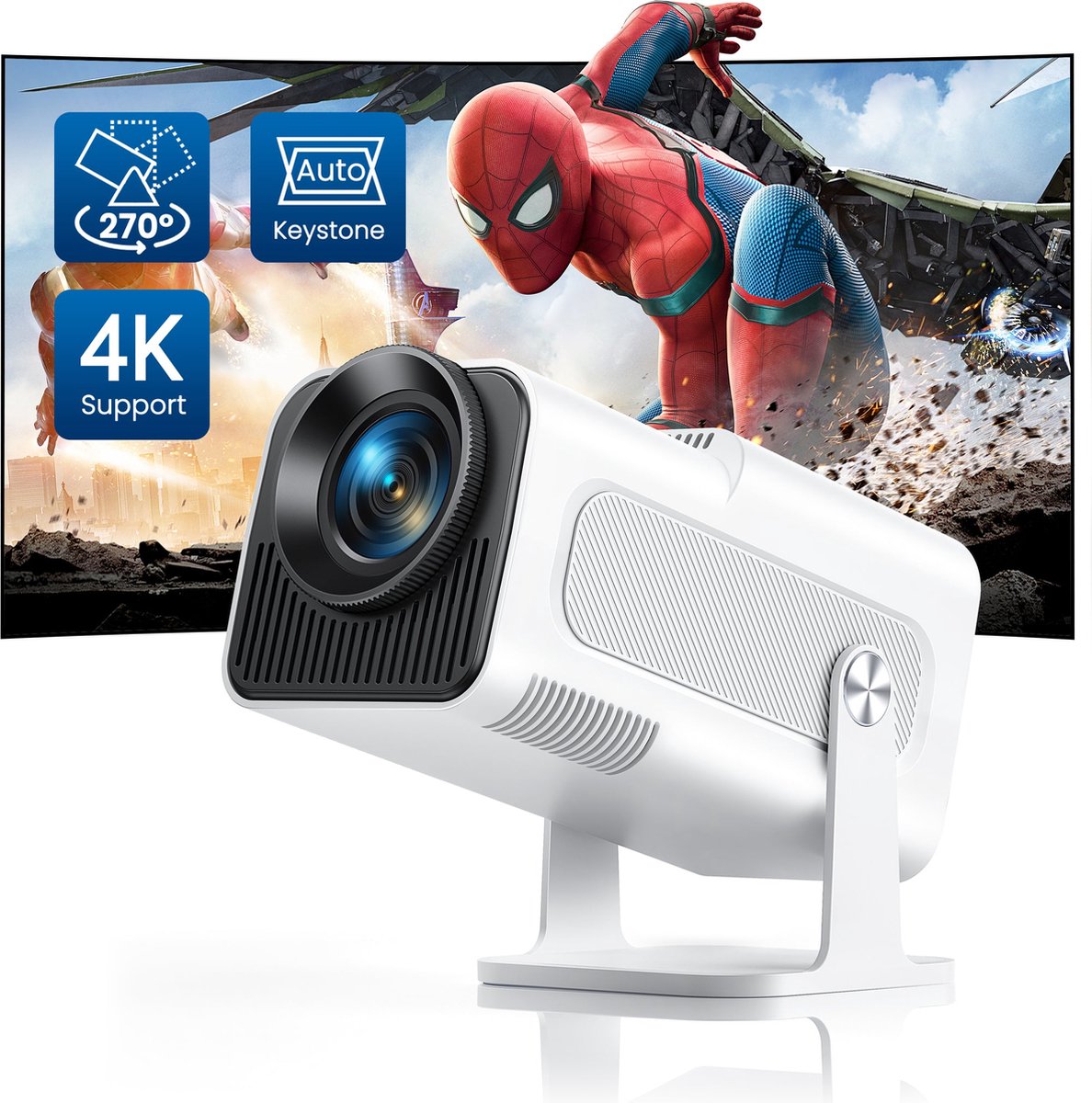 TOPTRO TR27 Video Projector/Beamer - 4K Ready - Full HD (1080P) - 20.000 Lumen - Auto Keystone - HDMI/WiFi6/iOS/Android/Bluetooth5.2