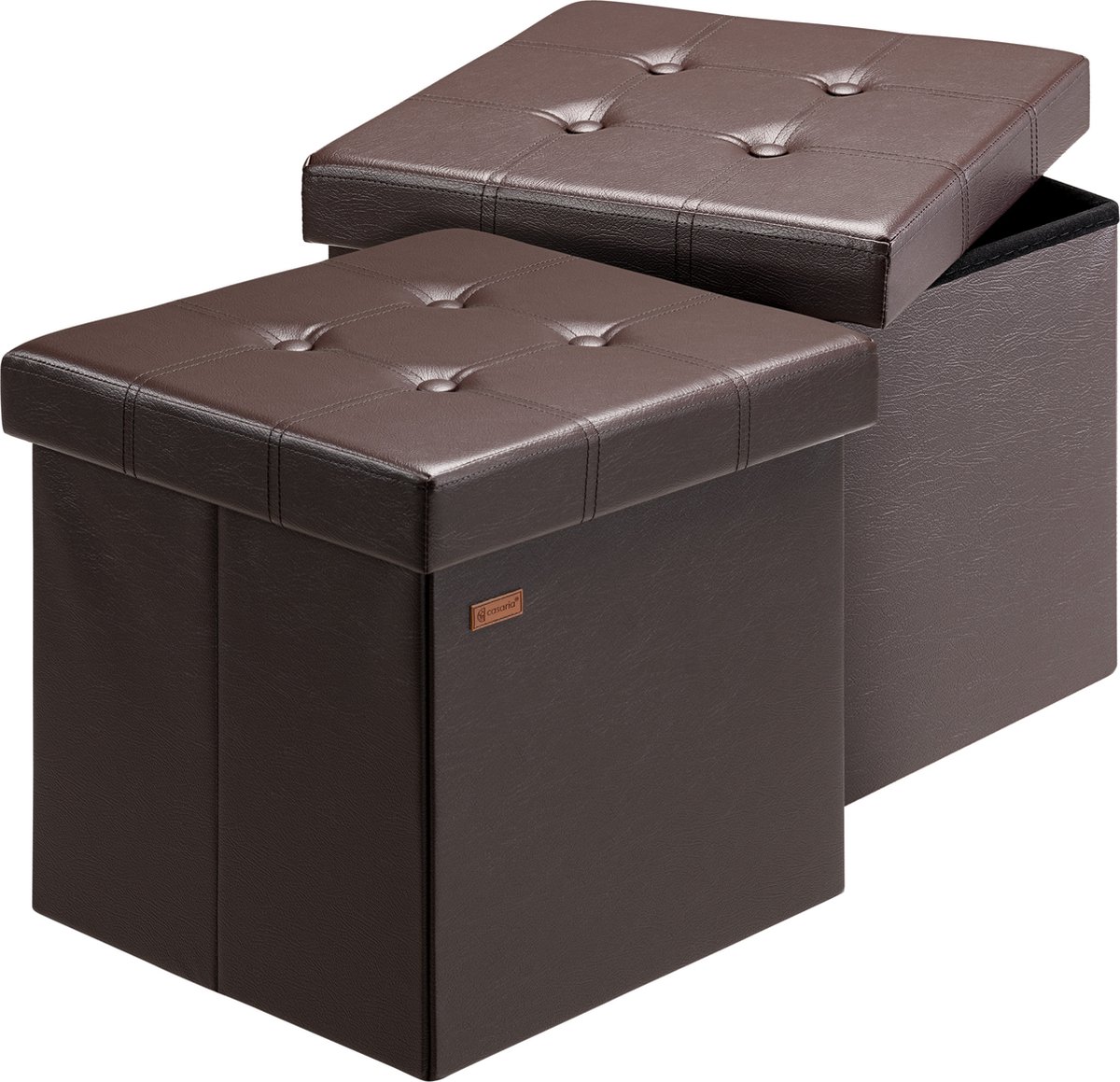 Casaria Poef Opbergruimte - Set van 2 40x40x40cm 40L Kunstleer – Bruin