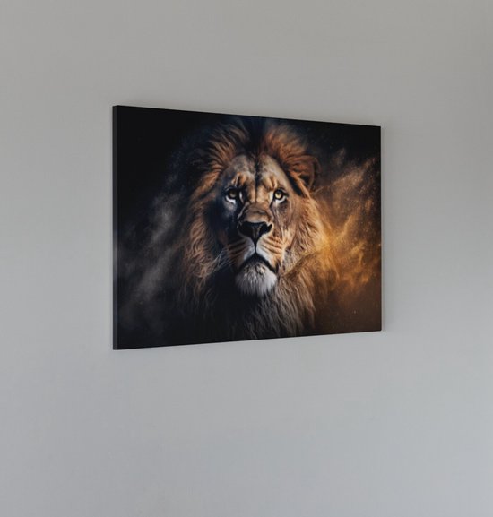 Canvas Schilderij - Wilde Dier - Leeuw - Wanddecoratie - 150x100x2 cm