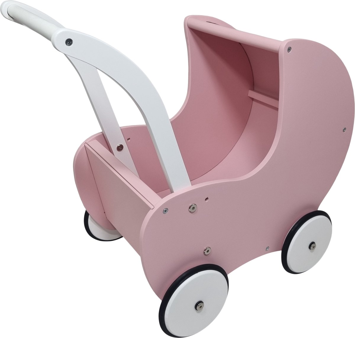 Poppenwagen Klassiek - Roze met dichte zijkant