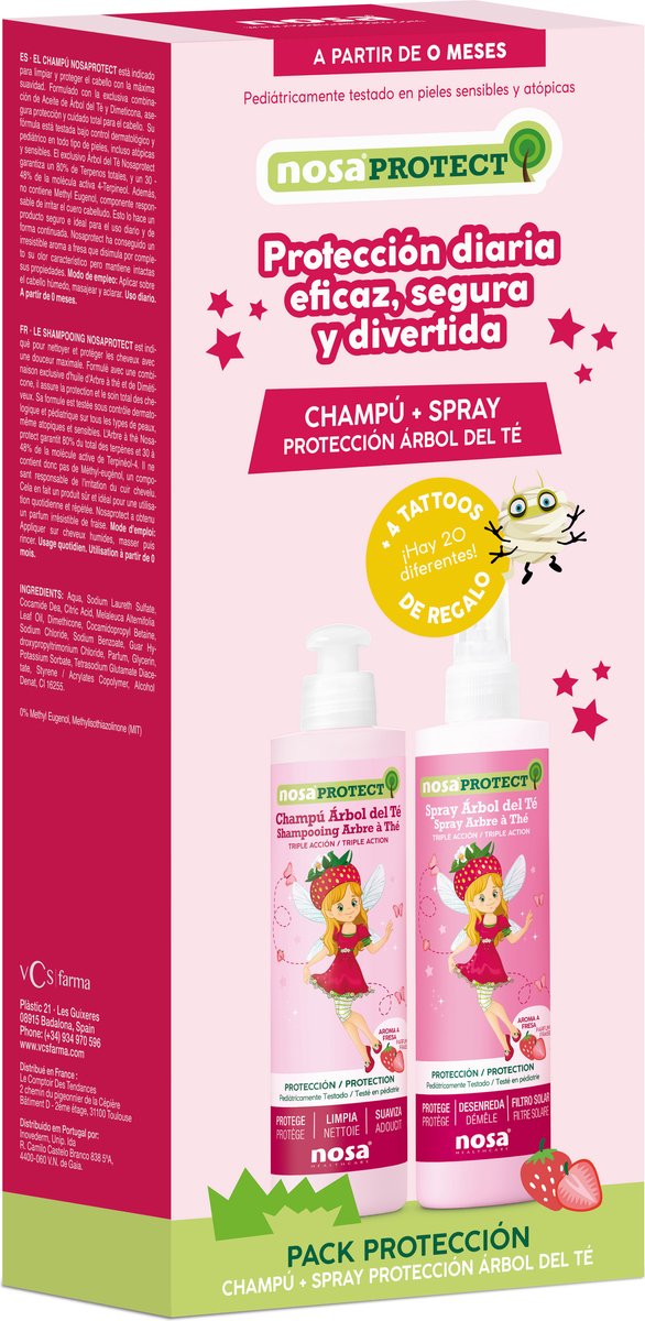 Nosa Protect Duo Box Tea Tree Shampoo & Spray 250ml met aardbeigeur