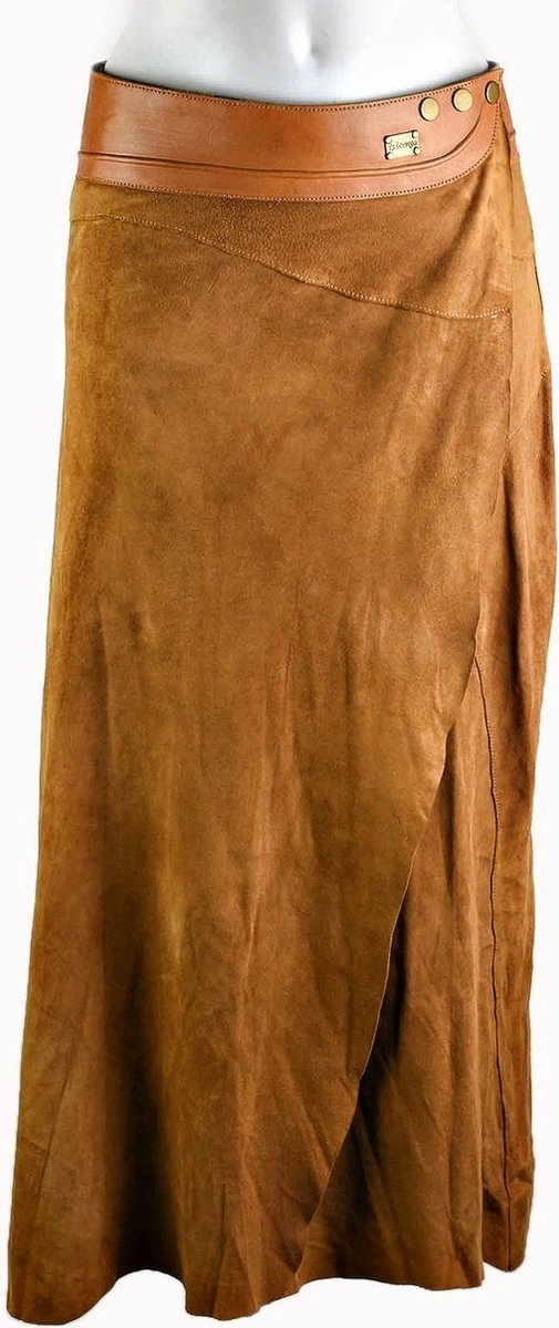 Doenya® maxi omslagrok suede Elegance (cognac)