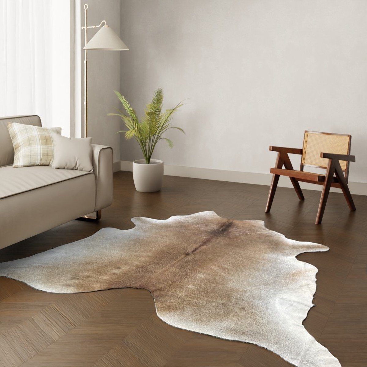 SPECIAAL unieke bruine koeienhuid vloerkleed - Camel koeienkleed beige koeienvel - dierenhuid dierenvel koehuid