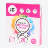 Lingettes détergentes - 20 feuilles - Détergent de couleur - 100% soluble - Dosage idéal - Sans plastique - Respectueux de l'environnement