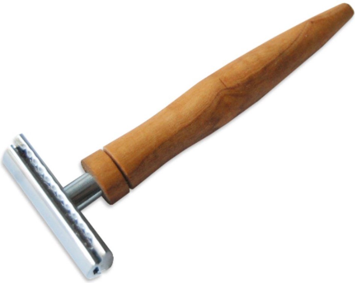 D.O.M. Klassieke Safety Razor "Zugspitze" met Olijfhouten Handvat – Luxe en Duurzaam Scheermes