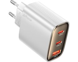 DrPhone HALOXVI – 40W 3-in-1 Oplaadadapter – 2x USB-C PD & 1x QC 3.0 USB-A – GaN Technologie – Ingebouwde Beveiliging - Voor Smartphone / Tablet