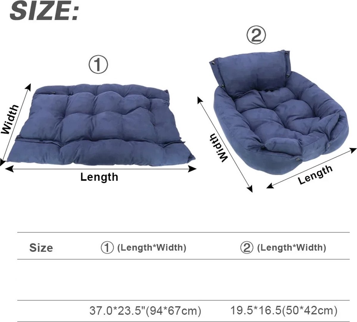 SteeFly® 3 in 1 Hondenmand - Warm Winter Nest - Voor honden & katten - Bed, Bank & Mat - 94 X67cm - Drukknoop bevestiging