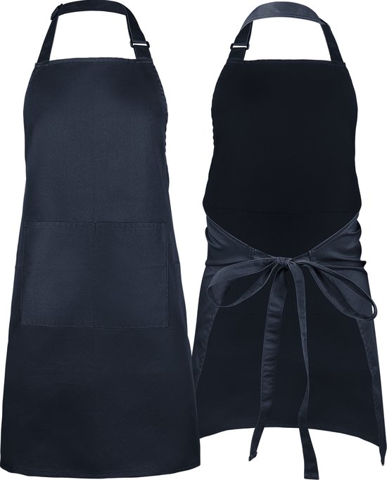 Gandria Tablier de cuisine - Tablier de cuisine professionnel - Tablier pour femme et homme - Tablier de restauration - Unisexe - Boucle réglable - Poches Extra larges - Bleu foncé