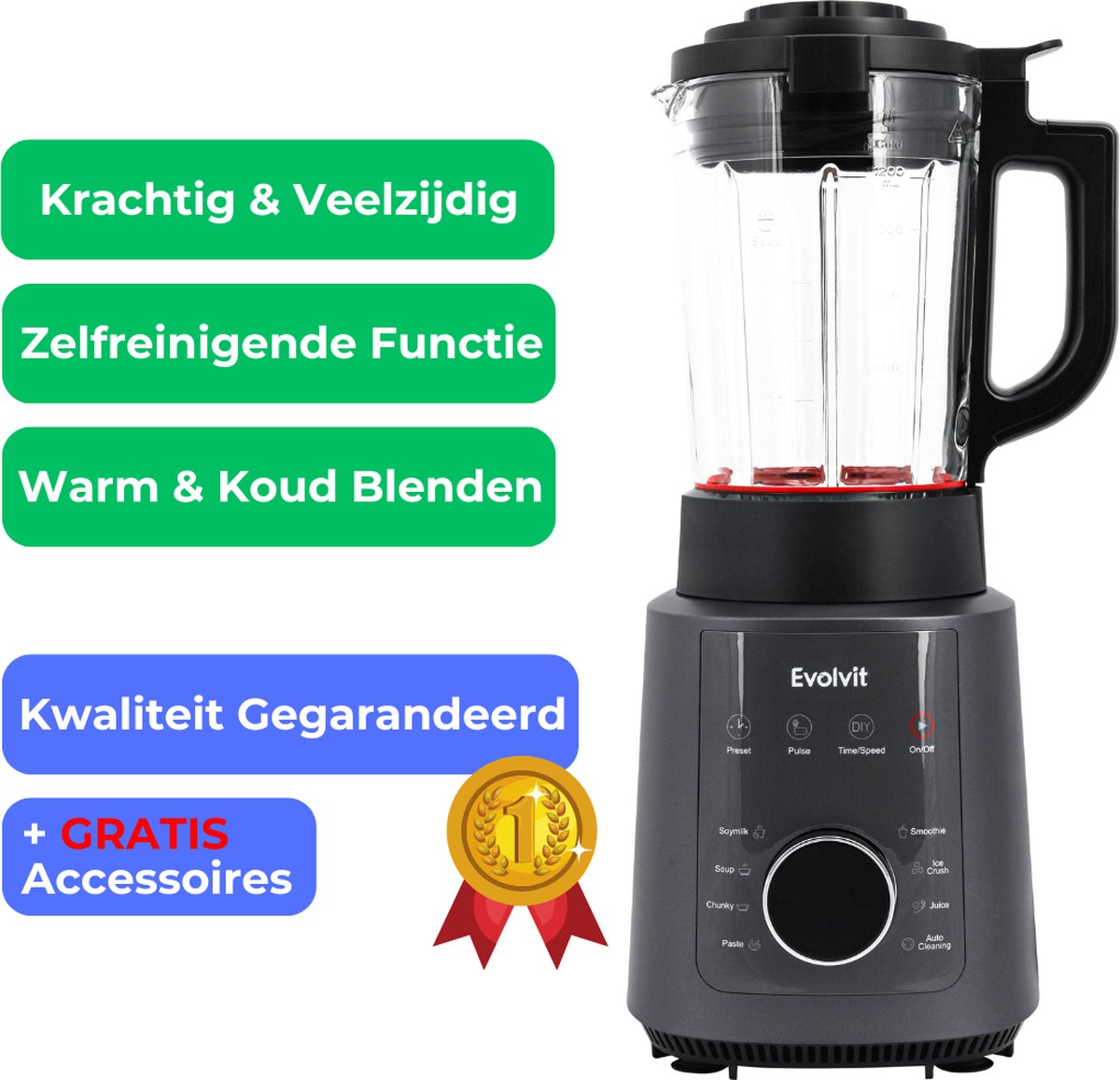 Evolvit Blender - Blender - 2 in 1 Soepmaker en Blender