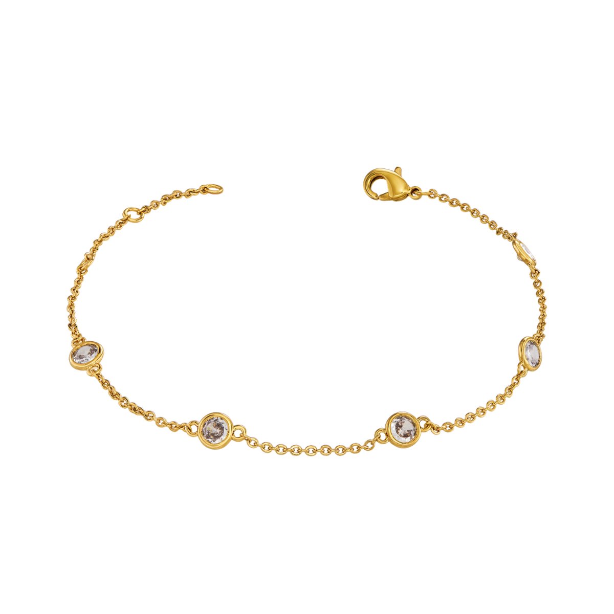 Traveller Armband - Dames - Goud - Zirconia - Ø 4 mm - Verguld - Variabele lengte 17-20 cm - 157760