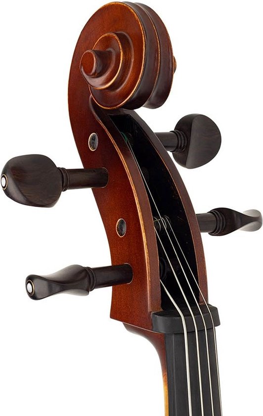 Leonardo LC-1314 violoncelle 1/4, laminé avec fond et éclisses flammés, accastillage, housse et archet en ébène