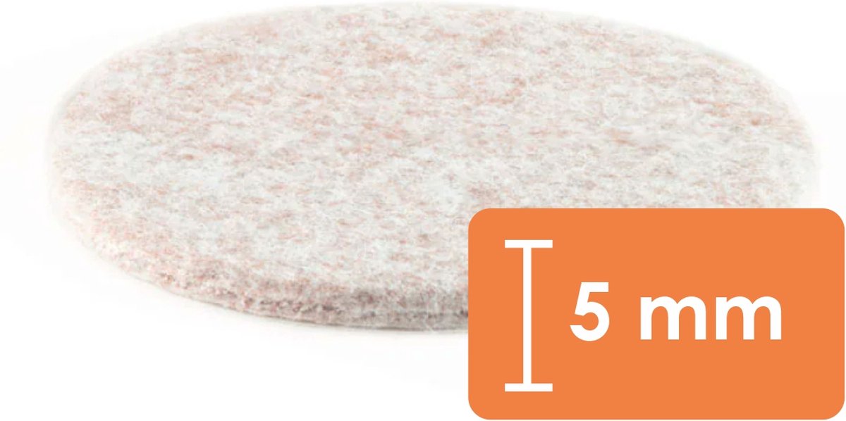 4 stuks - 4 cm - Premium Zelfklevend Meubelvilt / Dik Plakvilt / Stoelviltjes - Lichtbruin - Rond - Dikte: 5mm