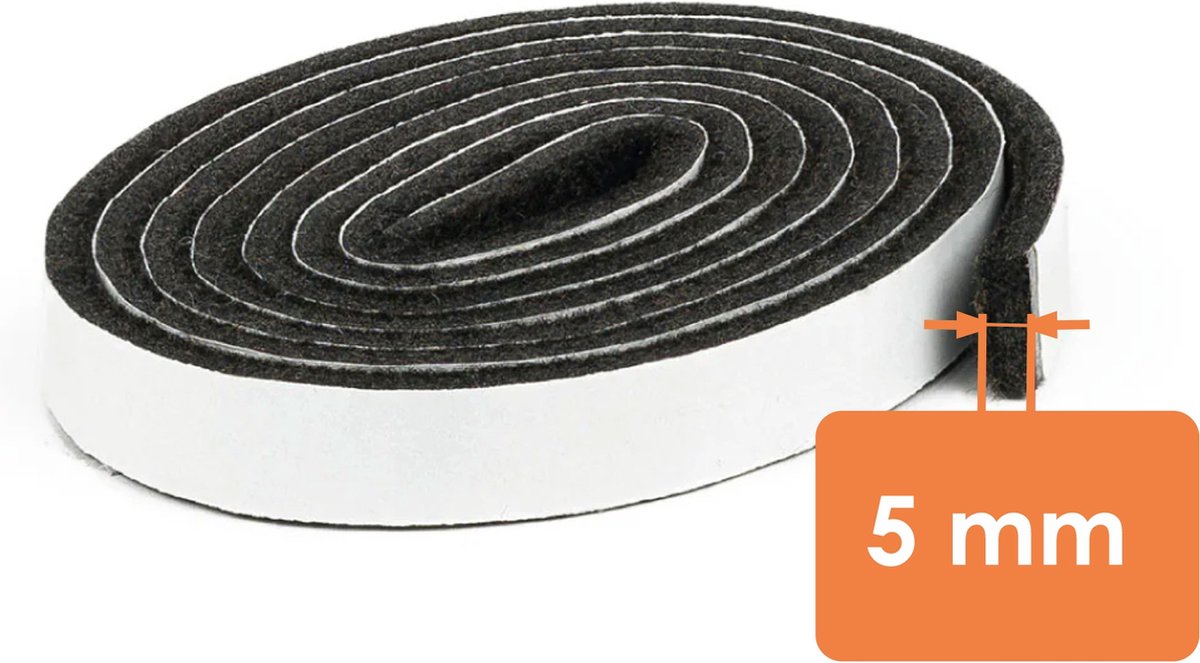 150 cm - Premium Zelfklevend Meubelvilt / Dik Plakvilt op Rol / Vilt voor Tafel- en Stoelpoten - Donkerbruin - Dikte: 5mm