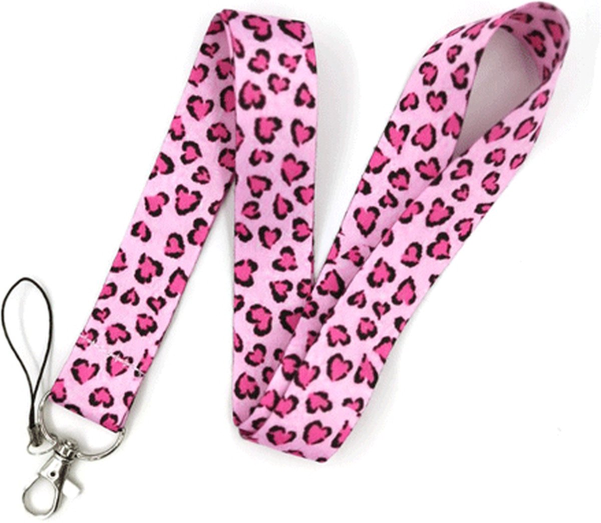 Travel Cords - Keycord Pink Leopard - stevig lanyard - sleutelhanger - sleutelkoord - met telefoonkoord - sleutels
